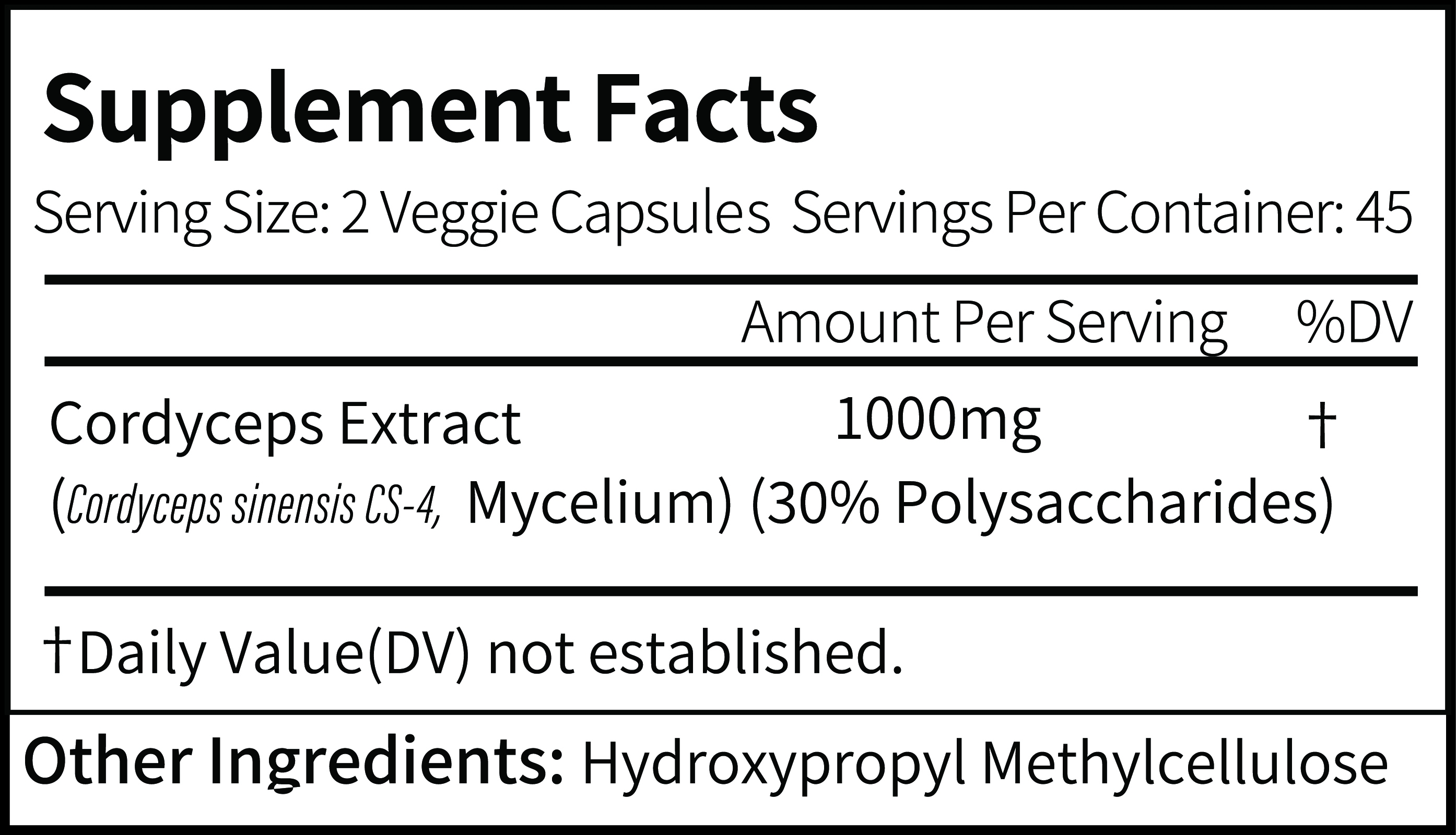 CordyCS-4 Capsules nutrition facts
